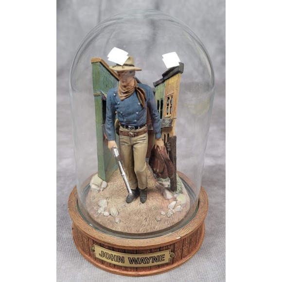 Other - Vintage John Wayne Gunslinger Figurine Cloche Limited Edition Western Town Scene